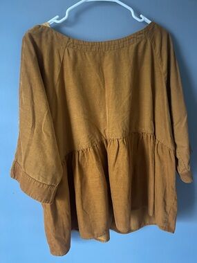 Anthropologie Maeve Golden Mustard Corduroy Top